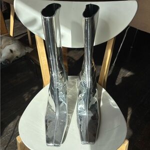 Zara Silver Heeled Boots